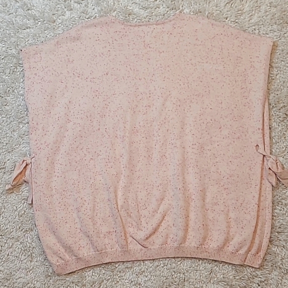 LOFT Pink and Cream Flecked Crew Neck Poncho Sweater Womens Size M/L - Picture 6 of 11
